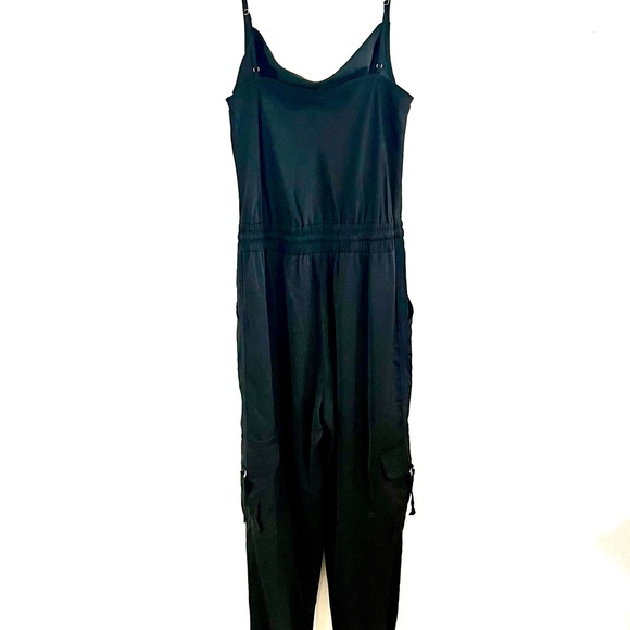 Promesa Sleek Black Silky Jumpsuit - Picture 2 of 4